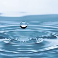 A water droplet falling into clean water