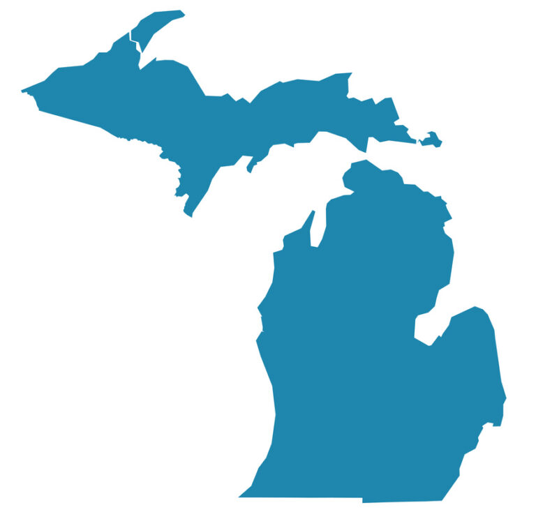 Map of Michigan isolated on white background